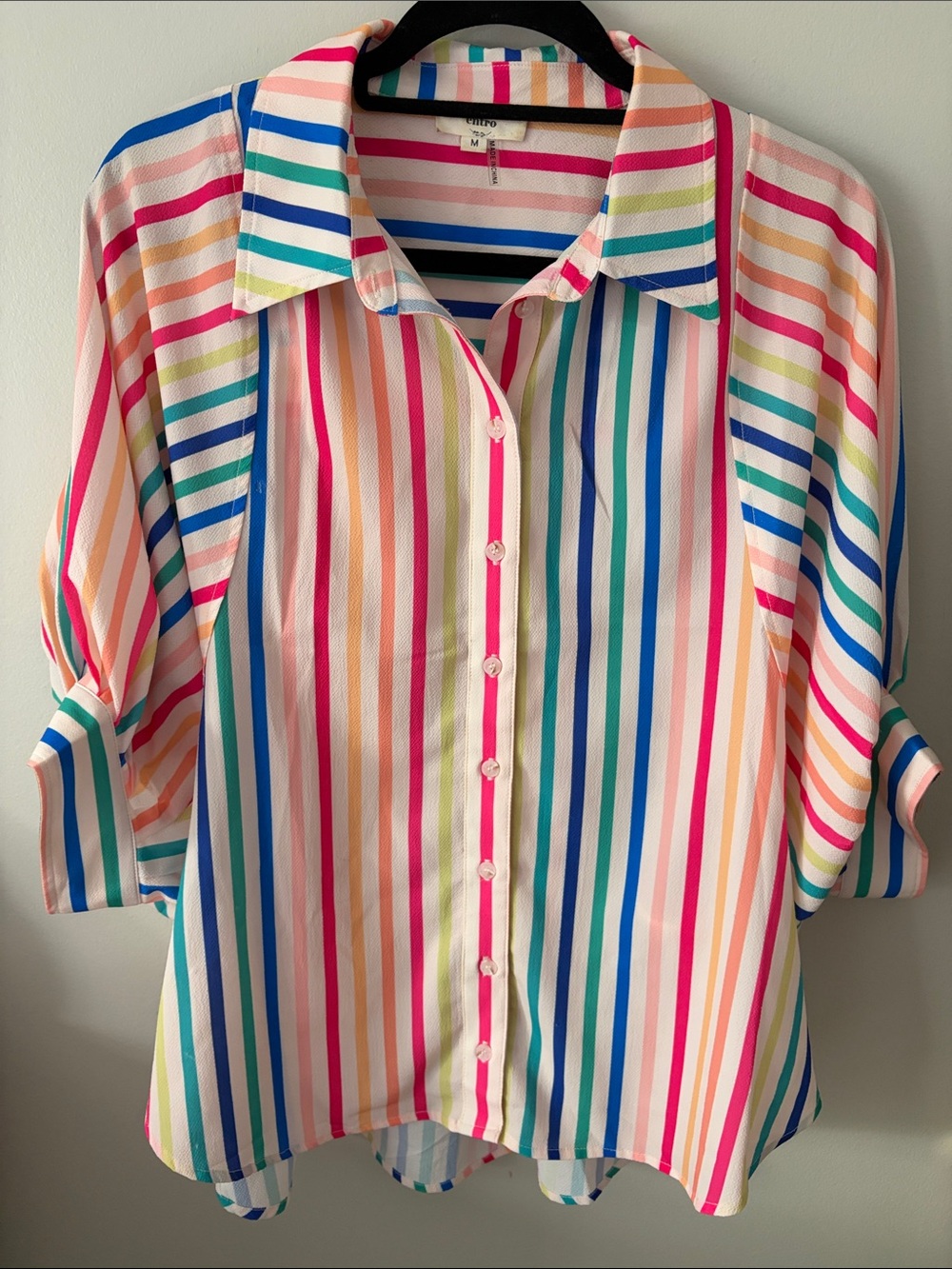 Entro Striped Multi-Color Button-Front Women's Shirt